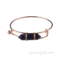 Brazalete de oro para mujer con brazalete dorado y piedra hexagonal